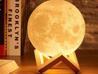 3D Moon Shape Salt Lamp Light For Bedroom With Plastic Stand